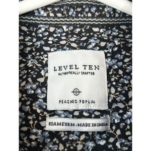 Level Ten Men Black/White Texture Short Sleeve Woven Button Up Shirt Size Medium